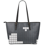 White Brick Puzzle Video Game Print Leather Tote Bag