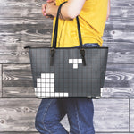 White Brick Puzzle Video Game Print Leather Tote Bag