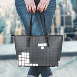 White Brick Puzzle Video Game Print Leather Tote Bag