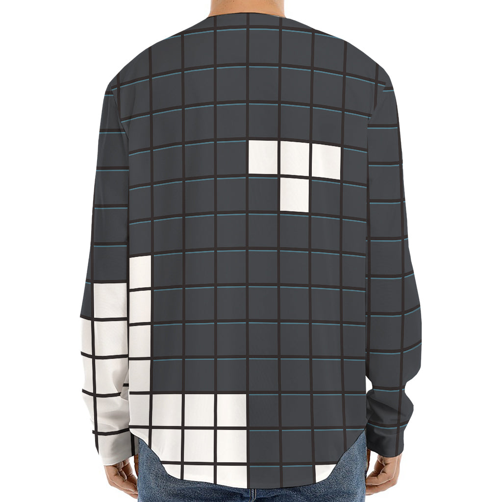 White Brick Puzzle Video Game Print Long Sleeve Baseball Jersey