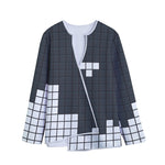 White Brick Puzzle Video Game Print Long Sleeve Short Coat