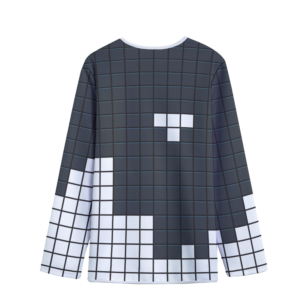 White Brick Puzzle Video Game Print Long Sleeve Short Coat