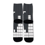 White Brick Puzzle Video Game Print Long Socks