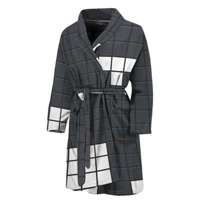 White Brick Puzzle Video Game Print Men's Bathrobe