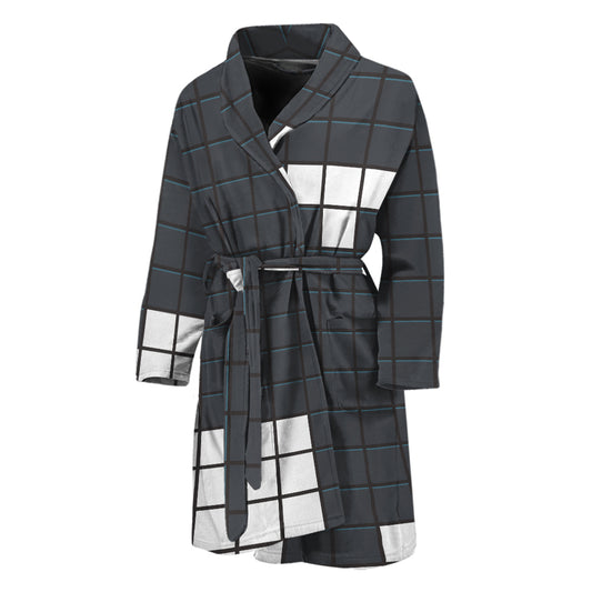 White Brick Puzzle Video Game Print Men's Bathrobe