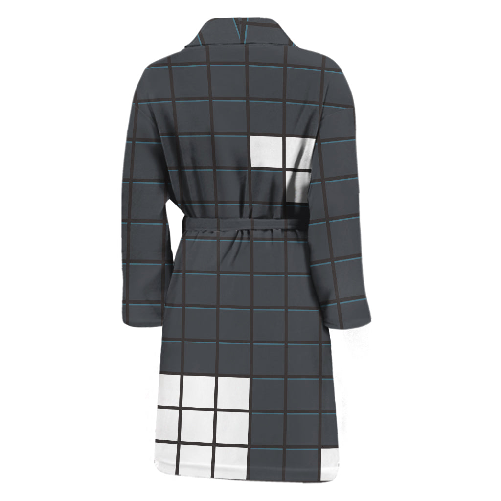 White Brick Puzzle Video Game Print Men's Bathrobe
