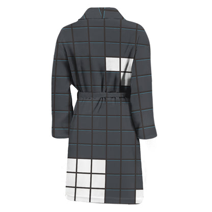White Brick Puzzle Video Game Print Men's Bathrobe