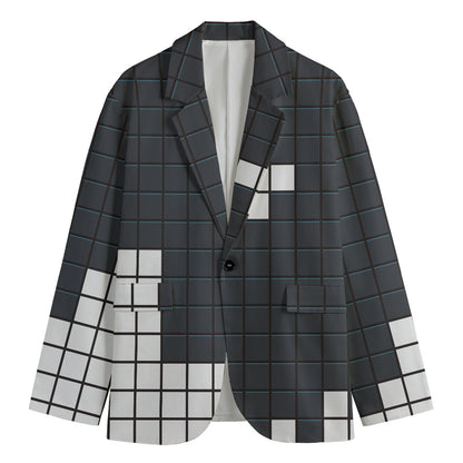 White Brick Puzzle Video Game Print Men's Blazer