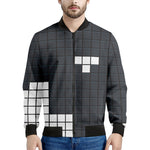 White Brick Puzzle Video Game Print Men's Bomber Jacket