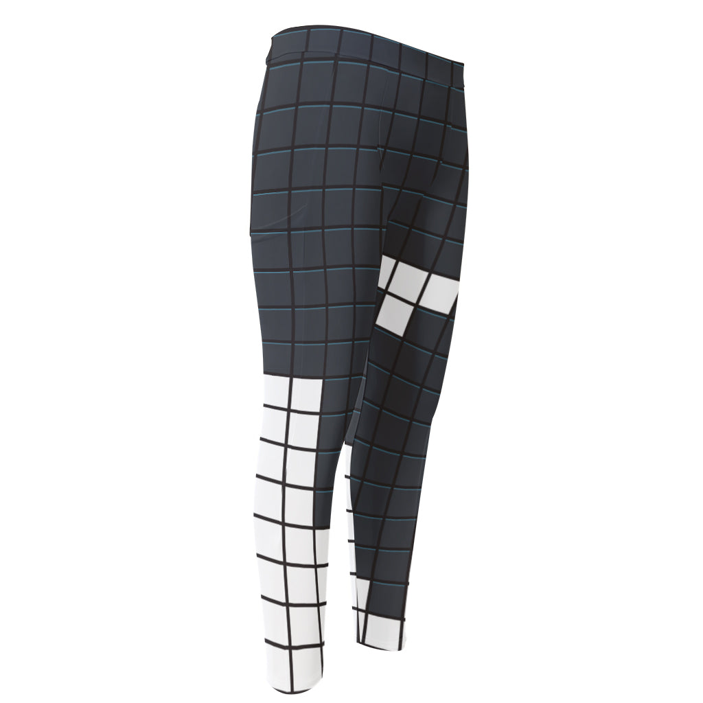 White Brick Puzzle Video Game Print Men's Compression Pants