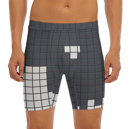White Brick Puzzle Video Game Print Men's Long Boxer Briefs