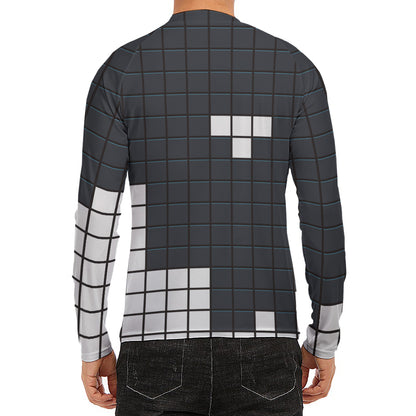 White Brick Puzzle Video Game Print Men's Long Sleeve Rash Guard