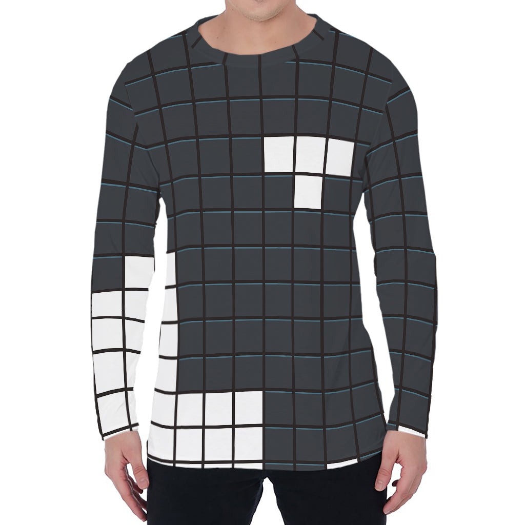 White Brick Puzzle Video Game Print Men's Long Sleeve T-Shirt