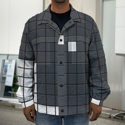 White Brick Puzzle Video Game Print Men's Shirt Jacket