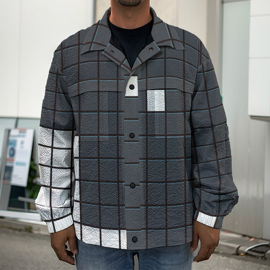 White Brick Puzzle Video Game Print Men's Shirt Jacket