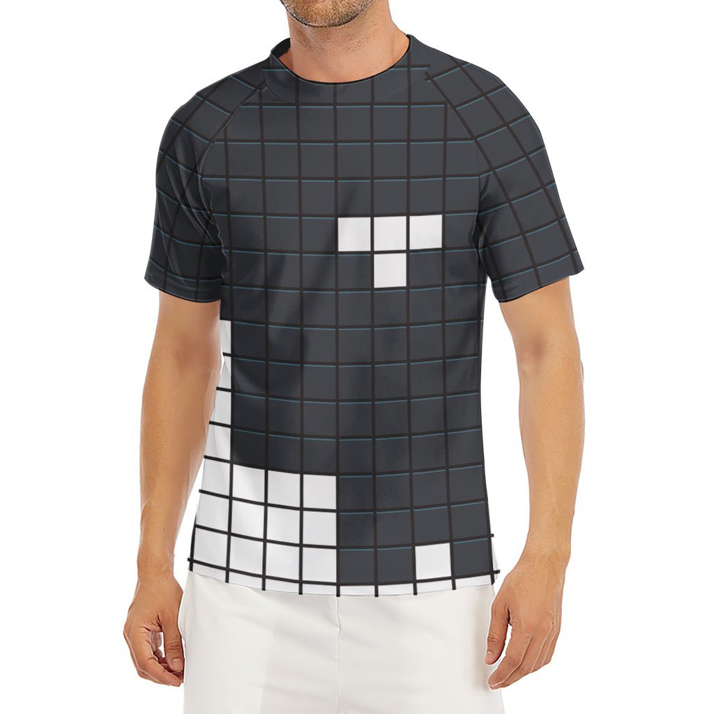 White Brick Puzzle Video Game Print Men's Short Sleeve Rash Guard