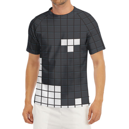 White Brick Puzzle Video Game Print Men's Short Sleeve Rash Guard