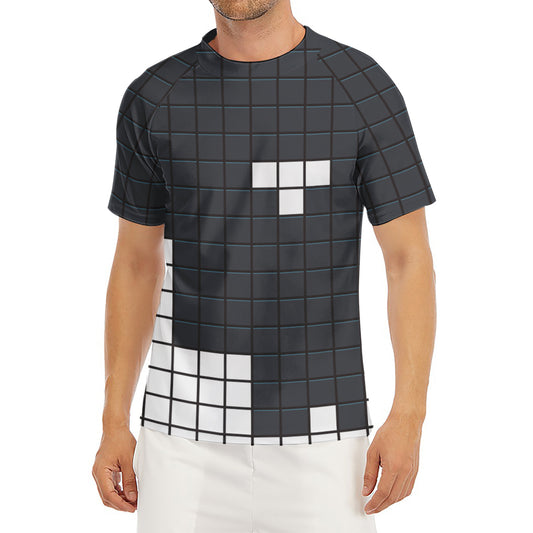 White Brick Puzzle Video Game Print Men's Short Sleeve Rash Guard