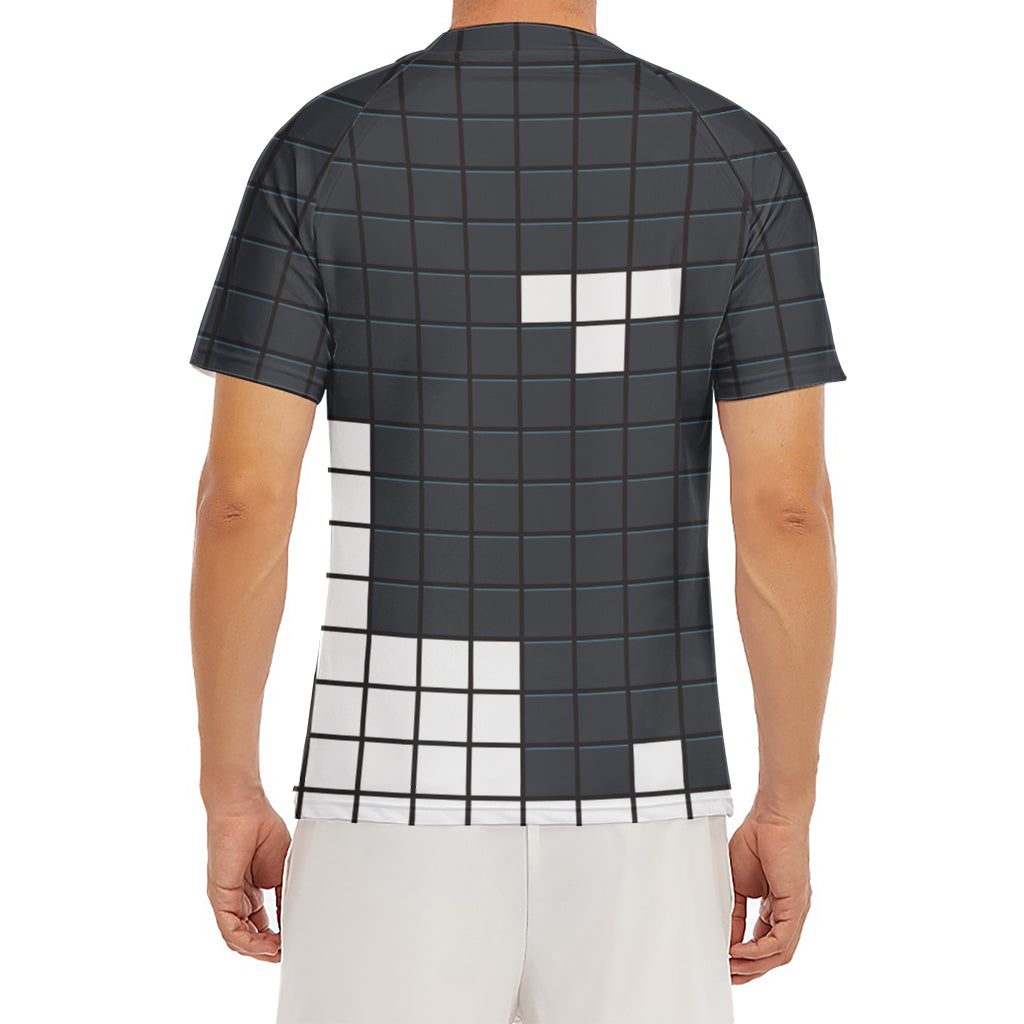 White Brick Puzzle Video Game Print Men's Short Sleeve Rash Guard