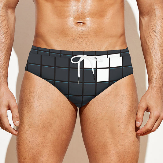 White Brick Puzzle Video Game Print Men's Swim Briefs