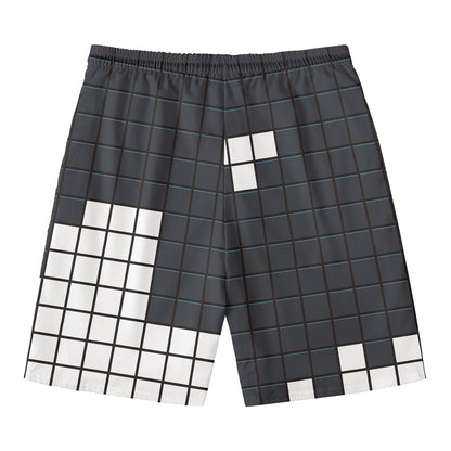 White Brick Puzzle Video Game Print Men's Swim Trunks
