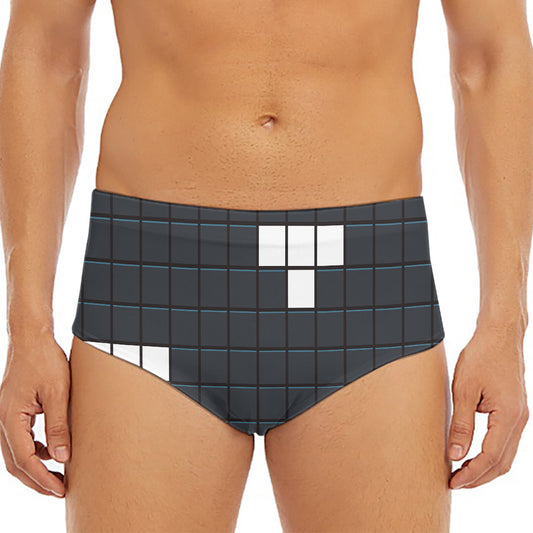 White Brick Puzzle Video Game Print Men's Triangle Swim Briefs