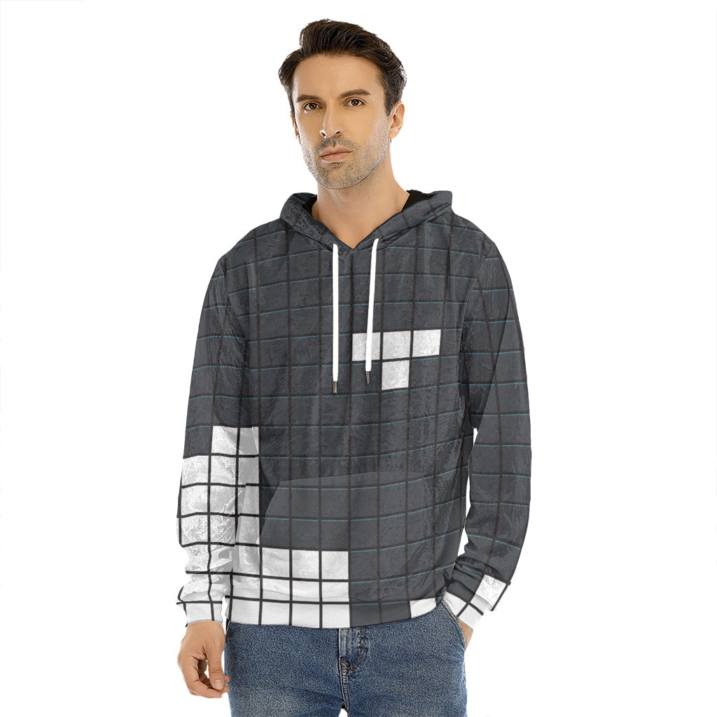 White Brick Puzzle Video Game Print Men's Velvet Pullover Hoodie