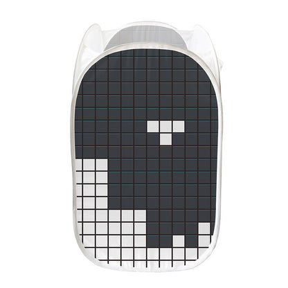 White Brick Puzzle Video Game Print Mesh Laundry Hamper