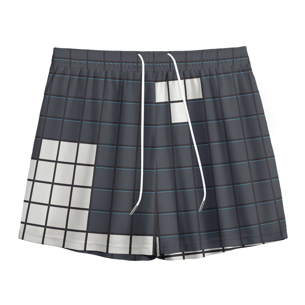 White Brick Puzzle Video Game Print Mesh Shorts