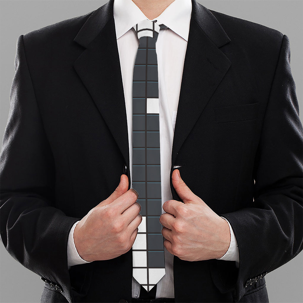 White Brick Puzzle Video Game Print Necktie