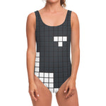 White Brick Puzzle Video Game Print One Piece Swimsuit