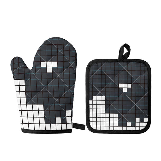 White Brick Puzzle Video Game Print Oven Mitt And Pot Holder Set