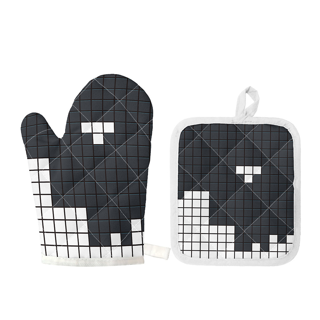 White Brick Puzzle Video Game Print Oven Mitt And Pot Holder Set