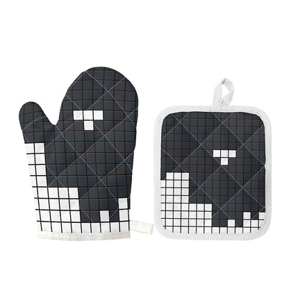 White Brick Puzzle Video Game Print Oven Mitt And Pot Holder Set