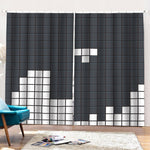 White Brick Puzzle Video Game Print Pencil Pleat Curtains