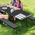 White Brick Puzzle Video Game Print Picnic Table Cover