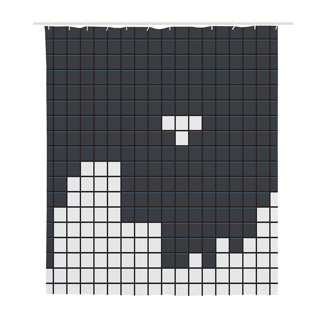 White Brick Puzzle Video Game Print Polyester Shower Curtain