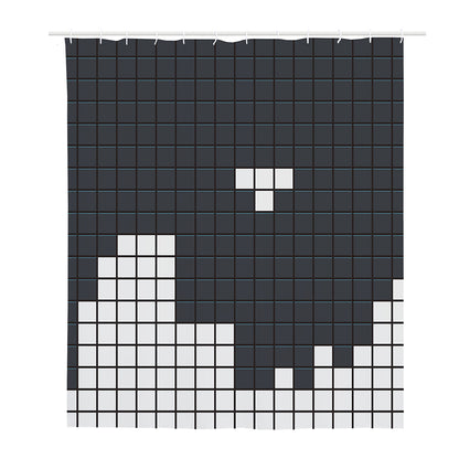 White Brick Puzzle Video Game Print Polyester Shower Curtain