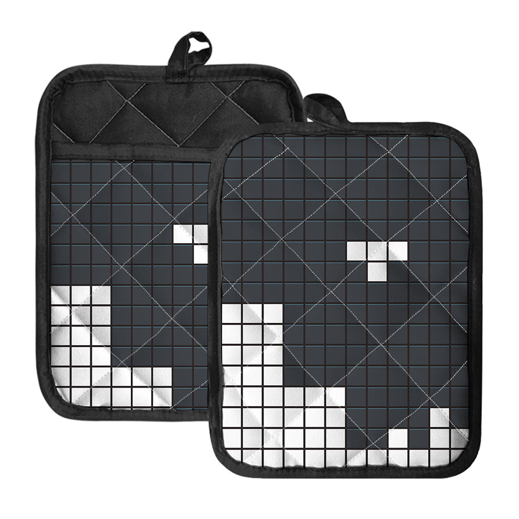 White Brick Puzzle Video Game Print Pot Holders With Pocket