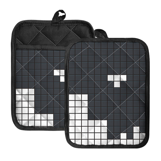 White Brick Puzzle Video Game Print Pot Holders With Pocket