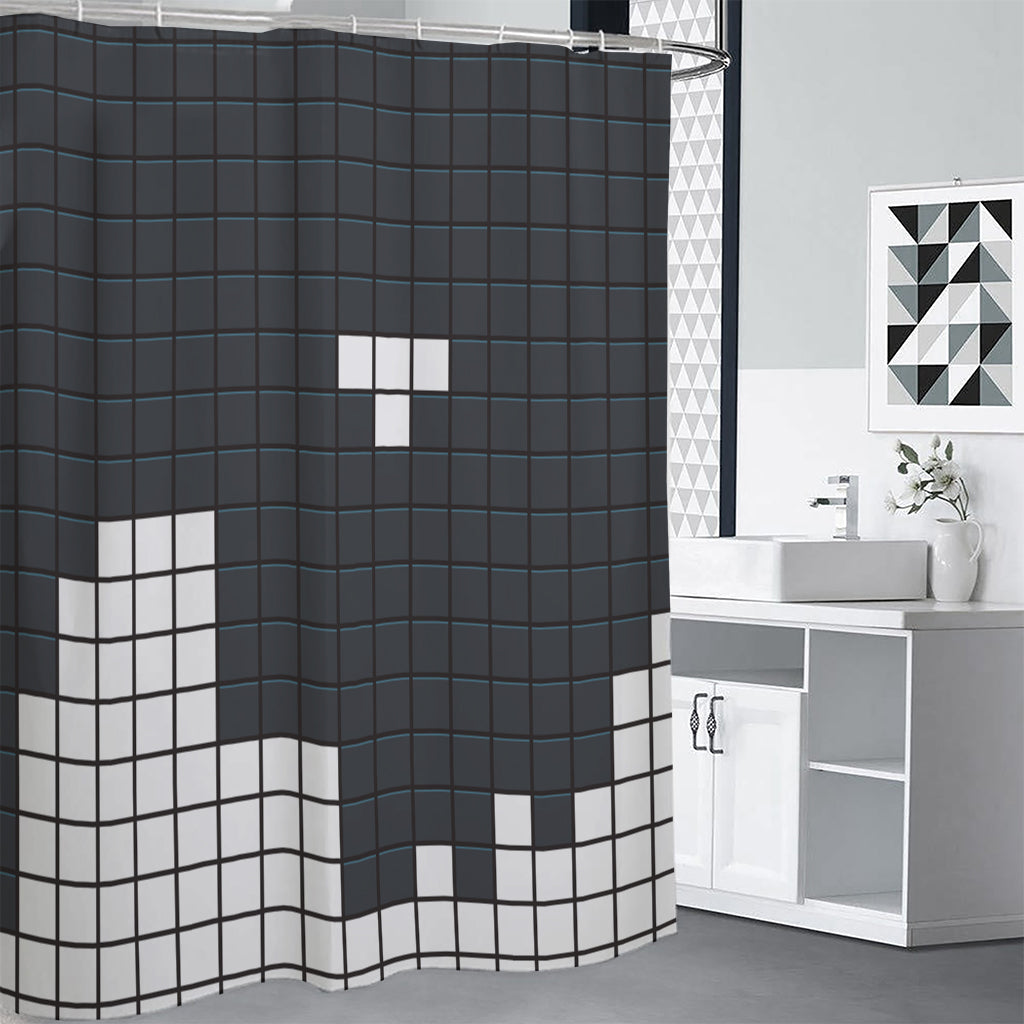 White Brick Puzzle Video Game Print Premium Shower Curtain