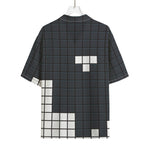 White Brick Puzzle Video Game Print Rayon Hawaiian Shirt