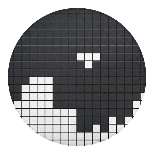 White Brick Puzzle Video Game Print Round Blanket