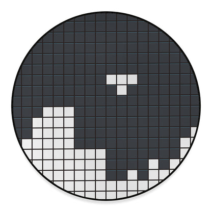 White Brick Puzzle Video Game Print Round Floor Mat
