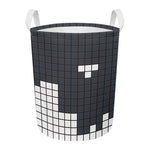 White Brick Puzzle Video Game Print Round Laundry Basket