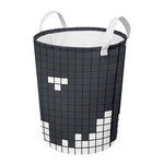 White Brick Puzzle Video Game Print Round Laundry Basket