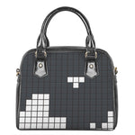 White Brick Puzzle Video Game Print Shoulder Handbag