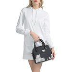 White Brick Puzzle Video Game Print Shoulder Handbag