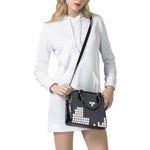 White Brick Puzzle Video Game Print Shoulder Handbag