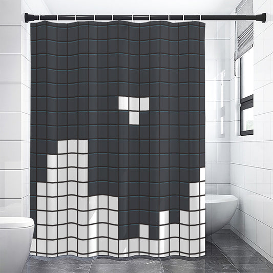 White Brick Puzzle Video Game Print Shower Curtain